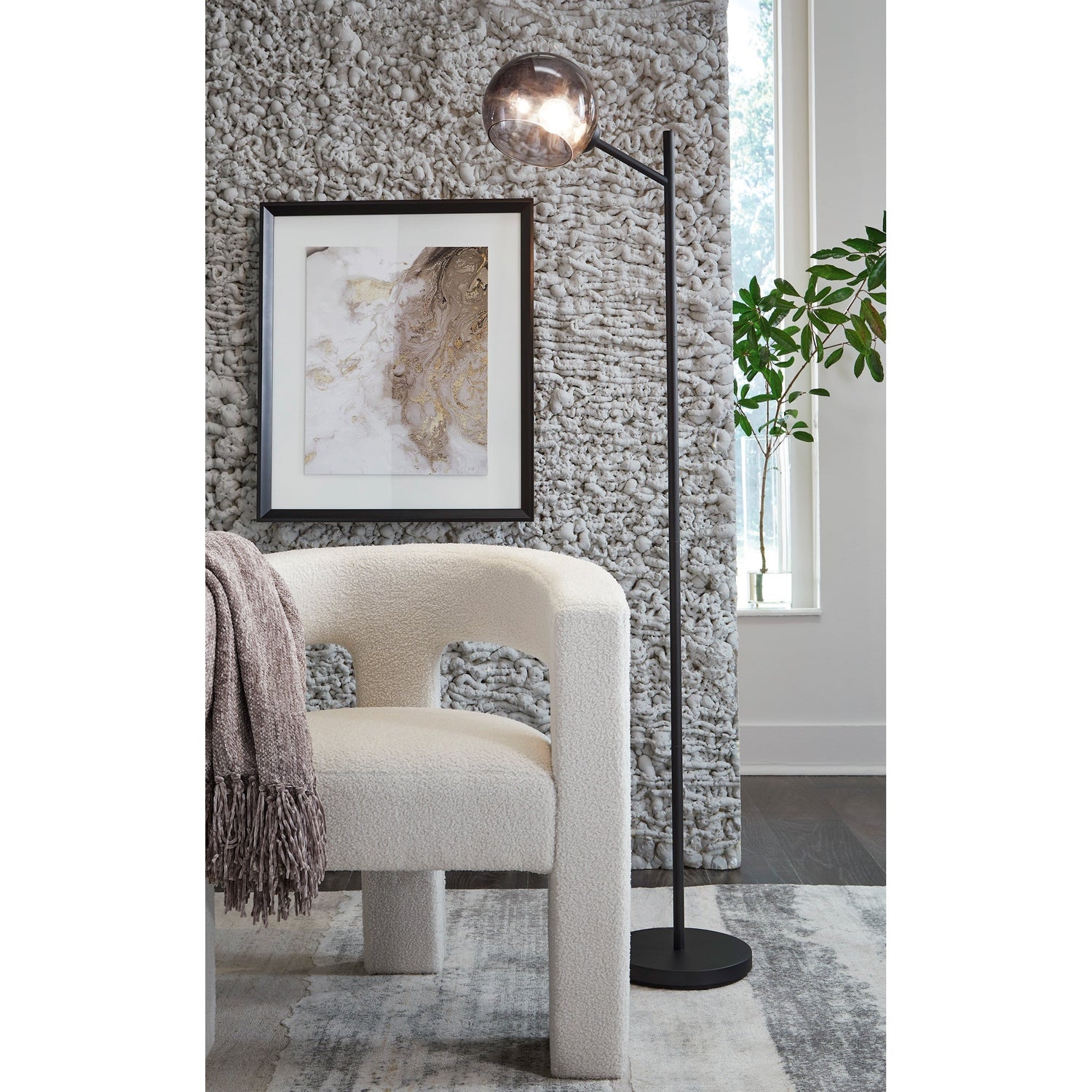 A room setting featuring Abanson Black Floor Lamp