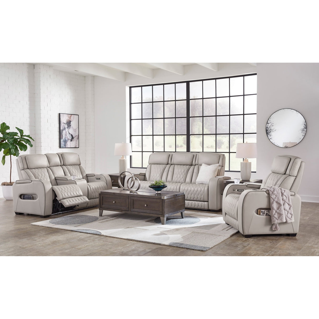 Room setting 2 featuring Boyington Gray Power Reclining Sofa