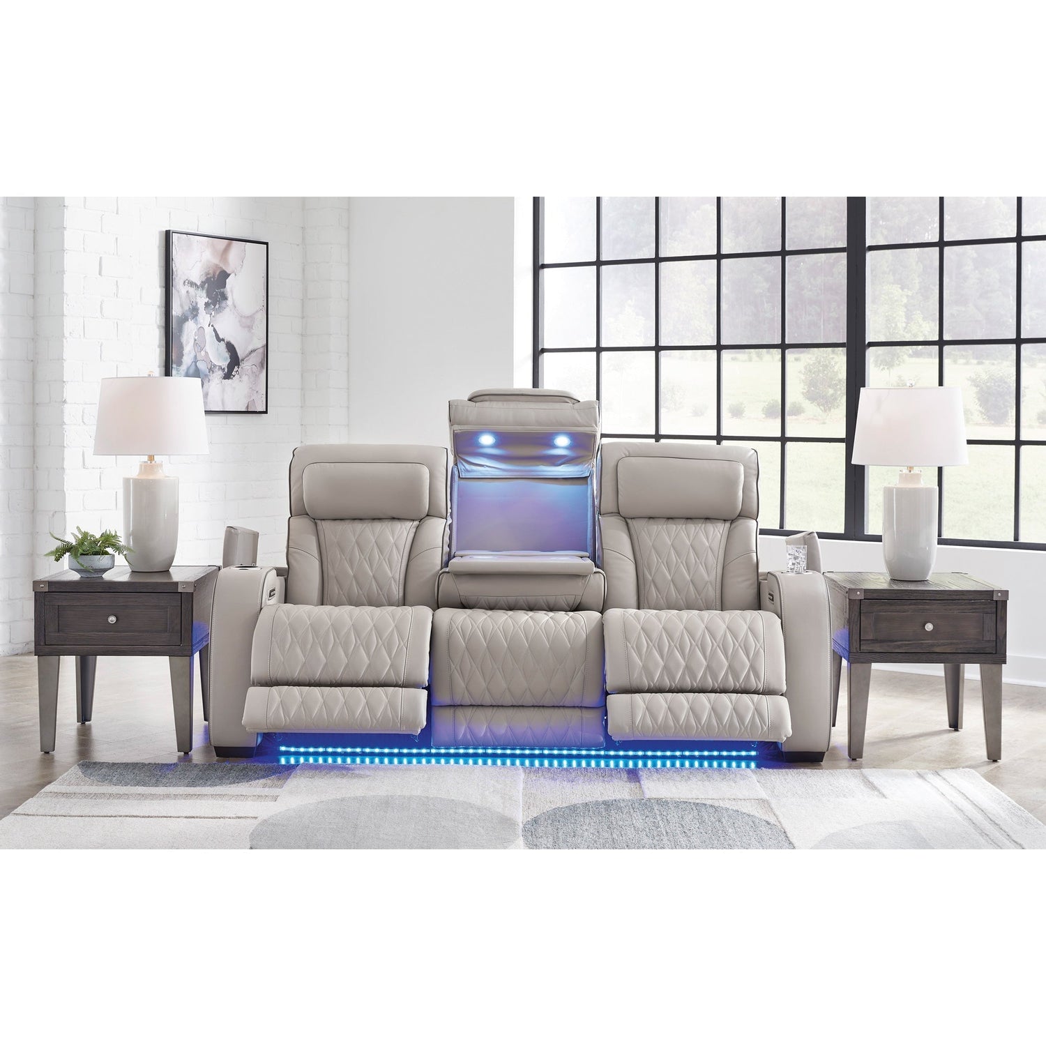 Room setting 3 featuring Boyington Gray Power Reclining Sofa