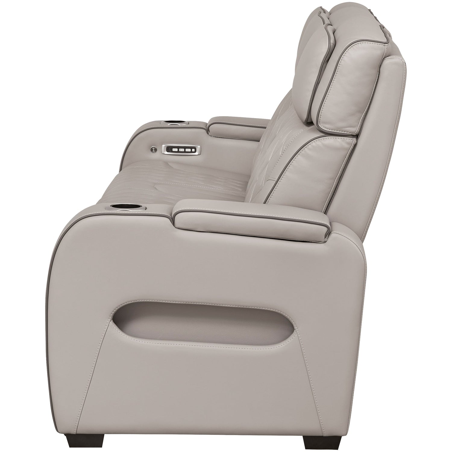 Side view of Boyington Gray Power Reclining Sofa