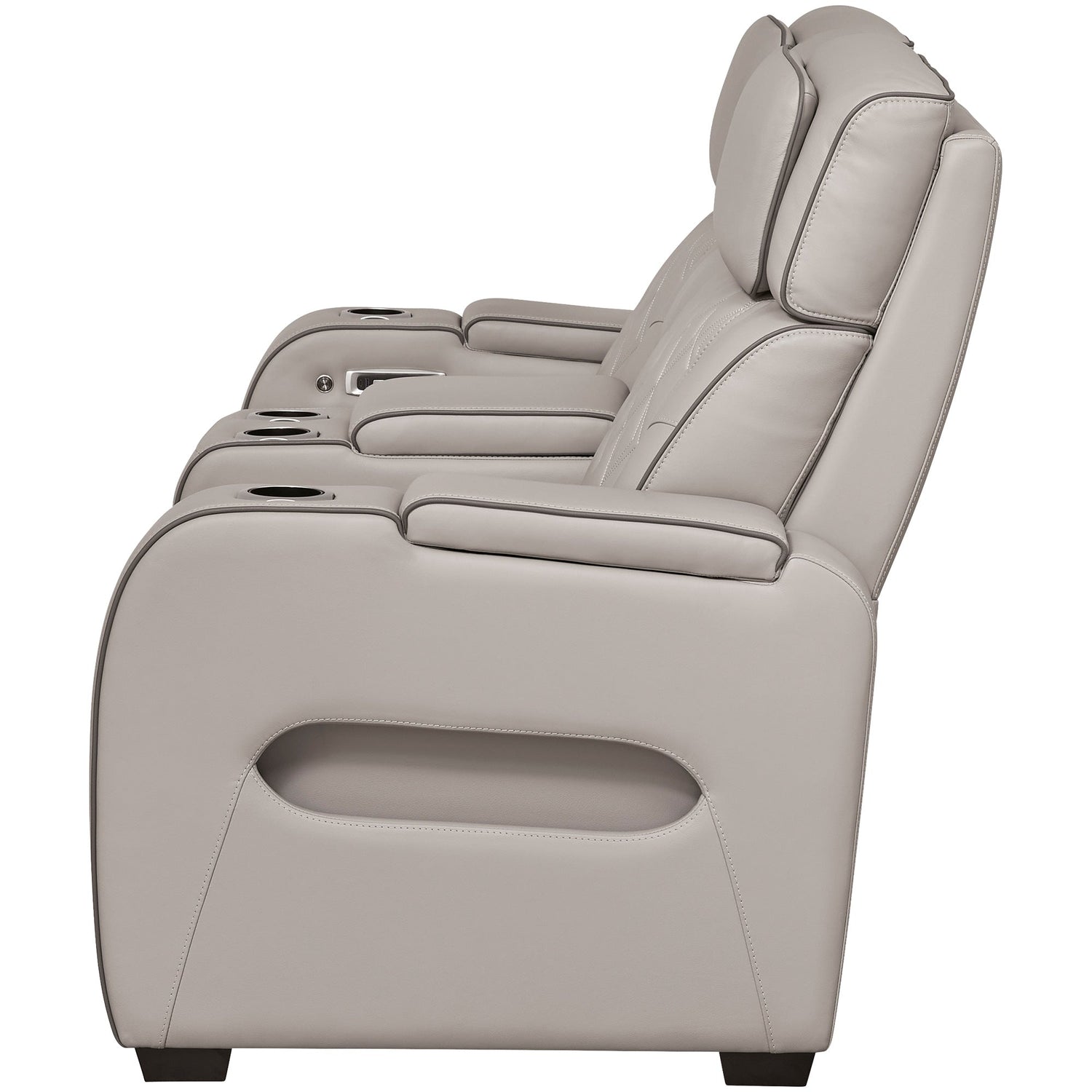 Side view of Boyington Gray Power Reclining Loveseat