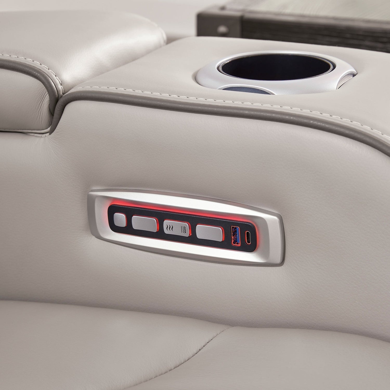 Detail view of Boyington Gray Power Recliner