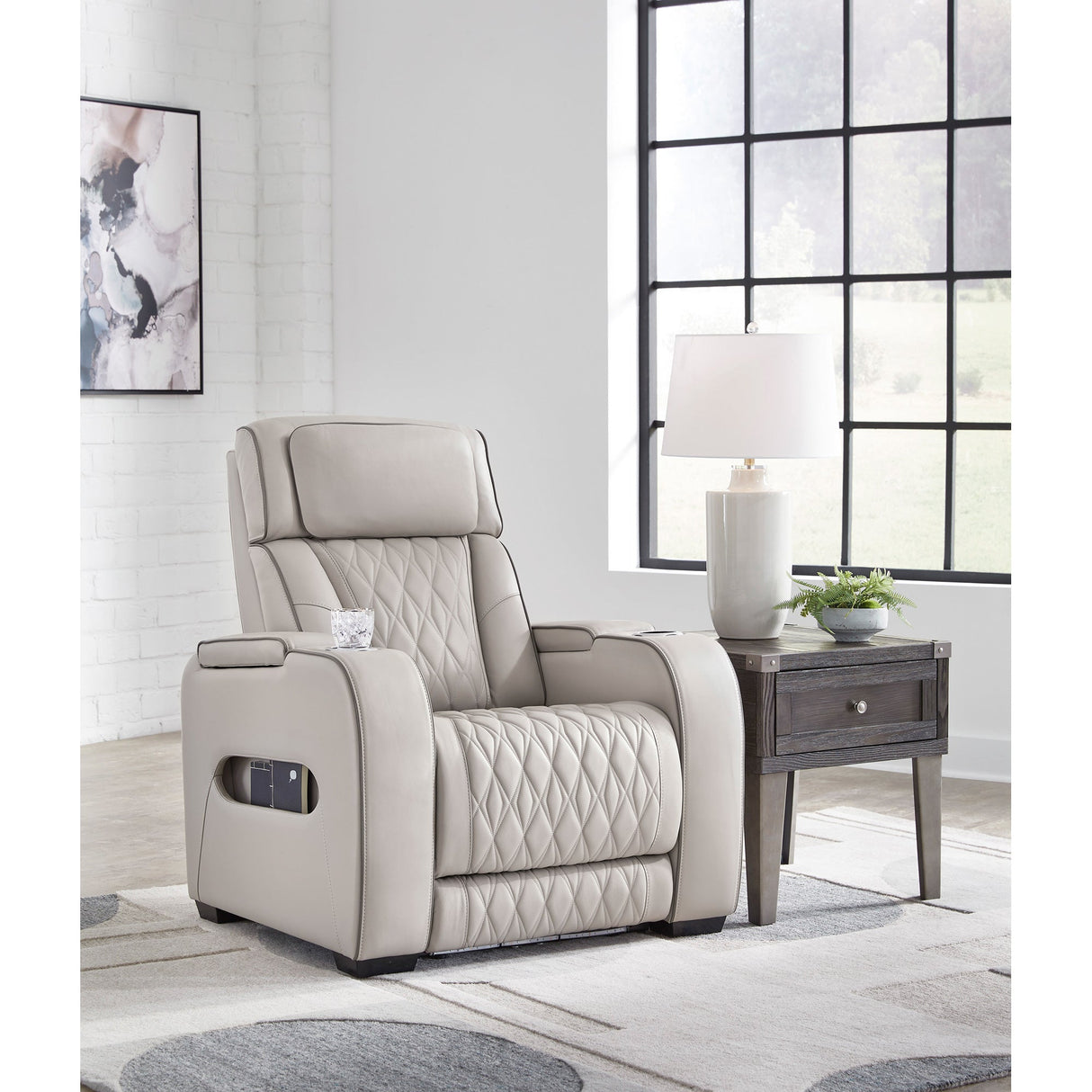 A room setting featuring Boyington Gray Power Recliner