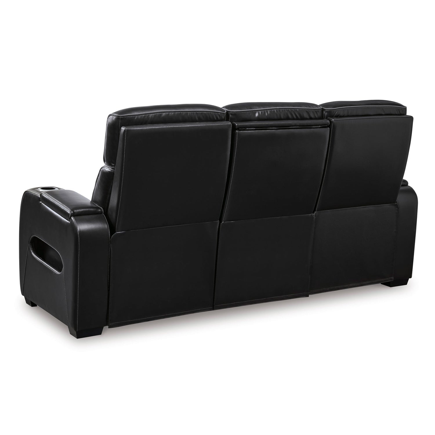 Back view of Boyington Black Power Reclining Sofa
