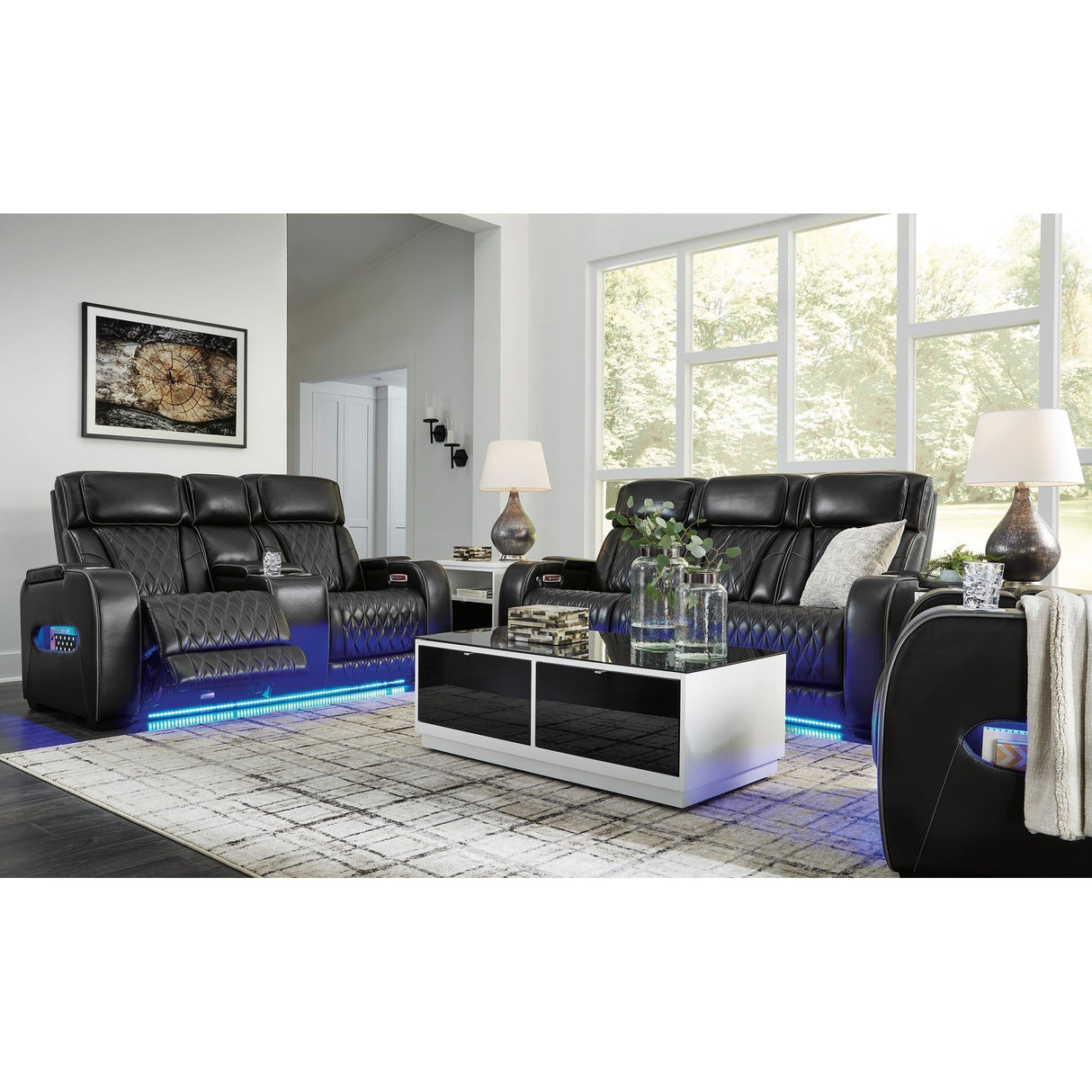Room setting 4 featuring Boyington Black Power Reclining Sofa