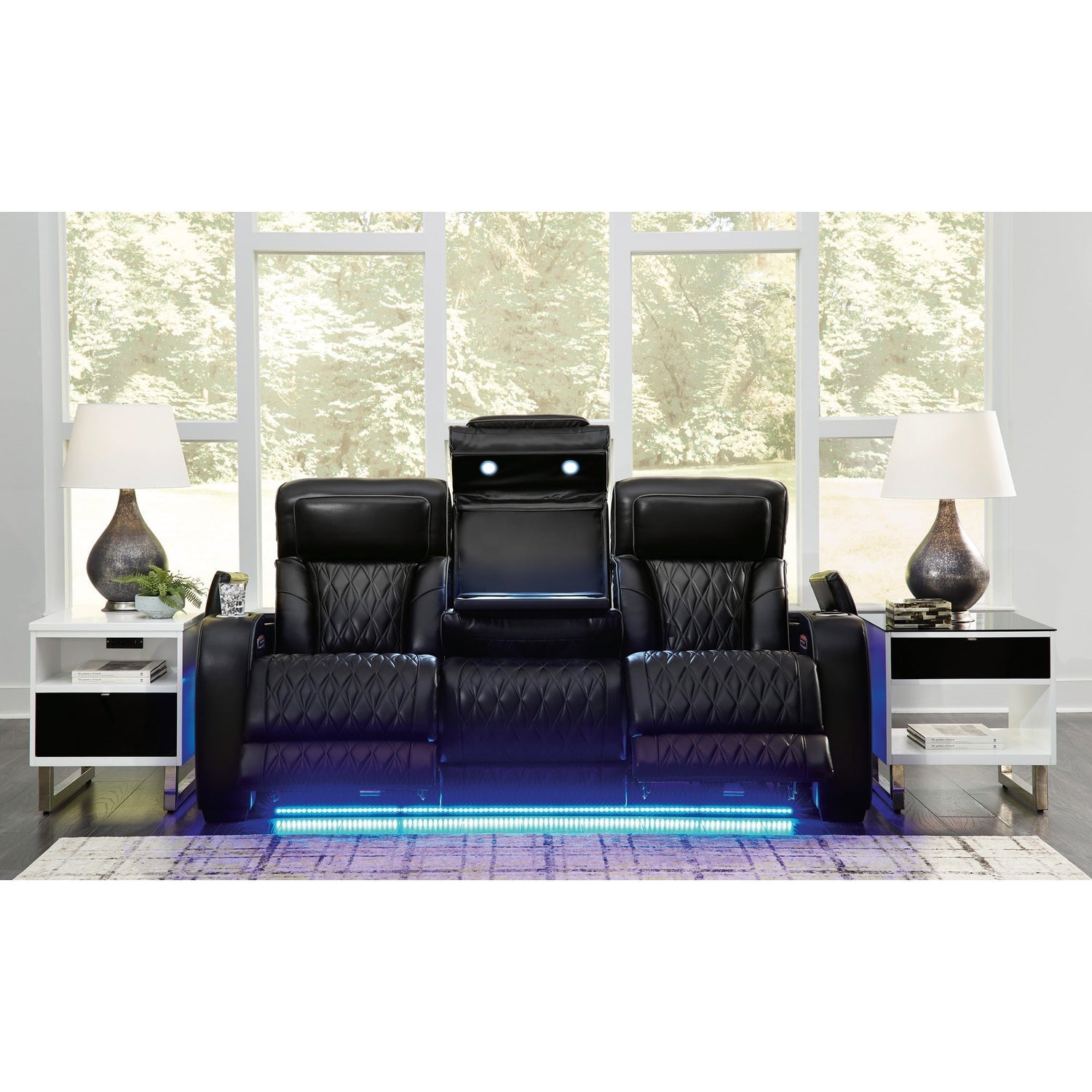 Room setting 6 featuring Boyington Black Power Reclining Sofa