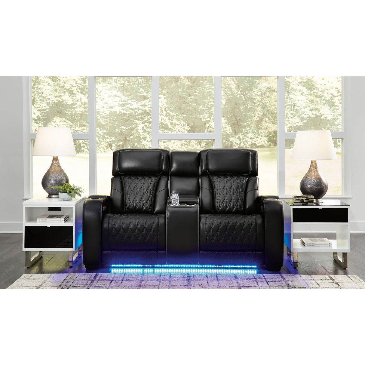Room setting 2 featuring Boyington Black Power Reclining Loveseat