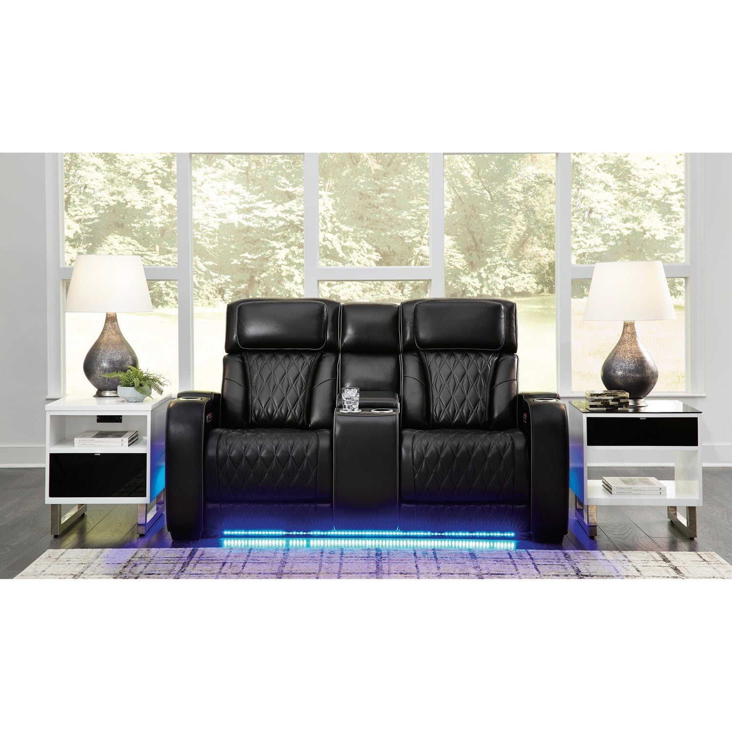 Room setting 2 featuring Boyington Black Power Reclining Loveseat