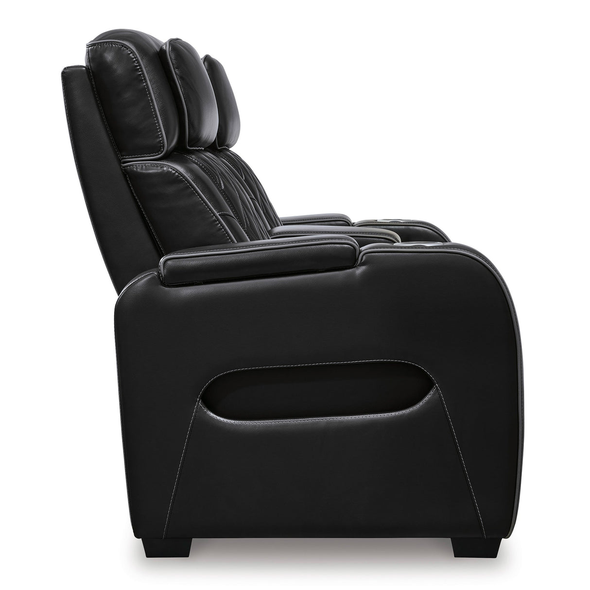 Side view of Boyington Black Power Reclining Loveseat