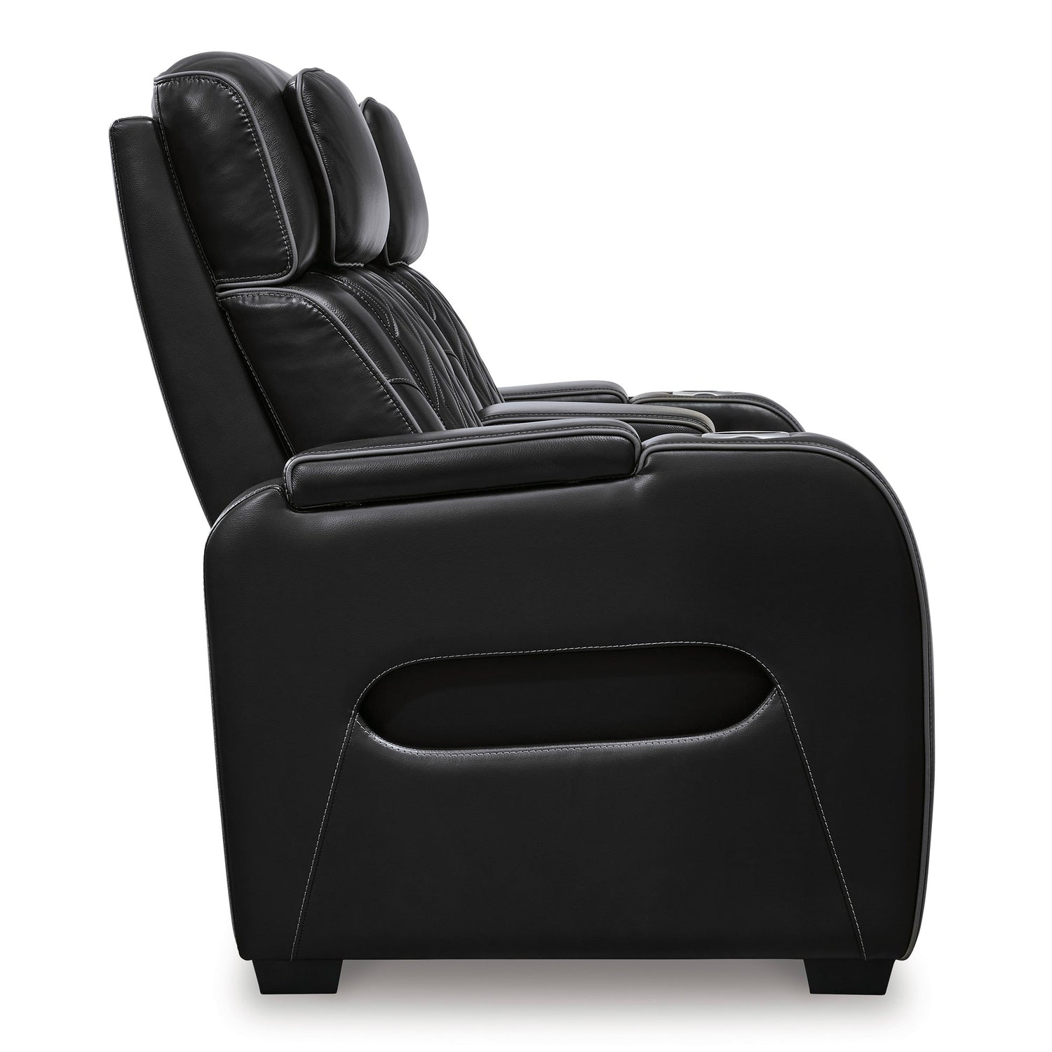 Side view of Boyington Black Power Reclining Loveseat