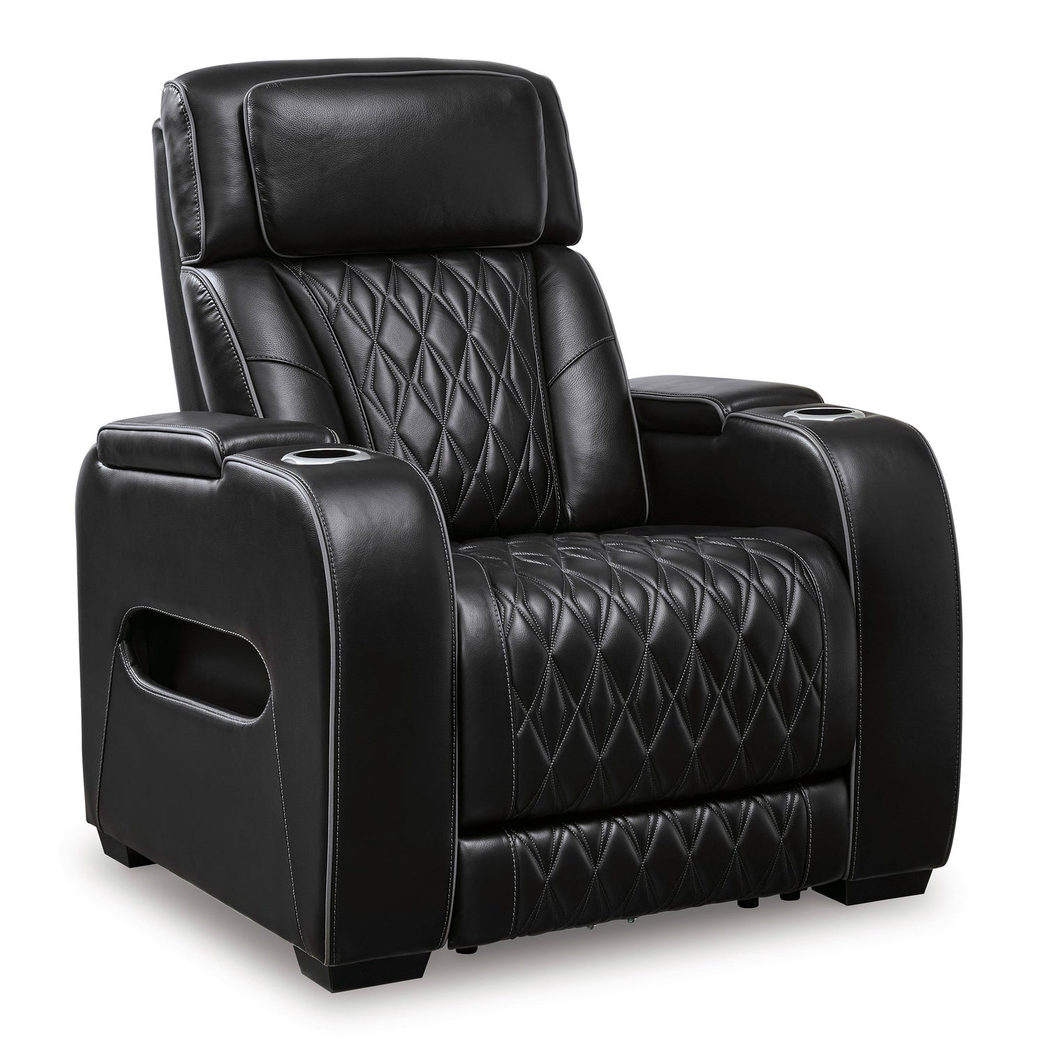 Front right view of Boyington Black Power Recliner