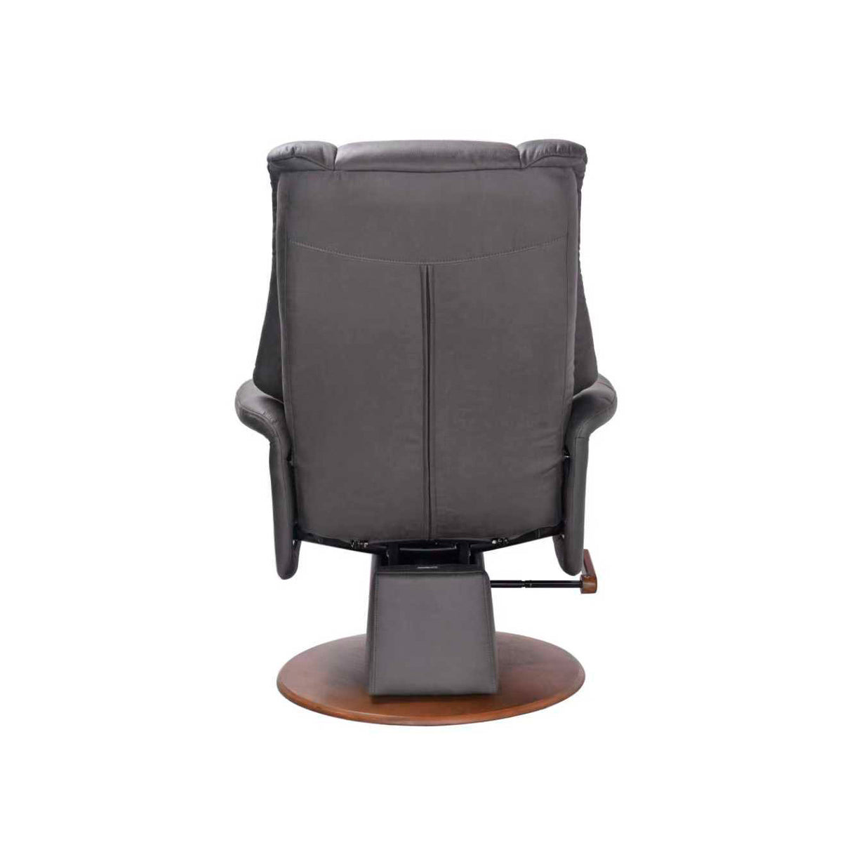 Back view of Victoria Gray Glider Recliner with Ottoman