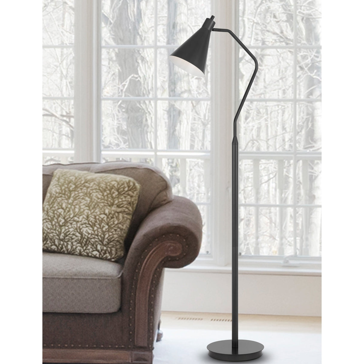 A room setting featuring Capstone Iron Gray Floor Lamp