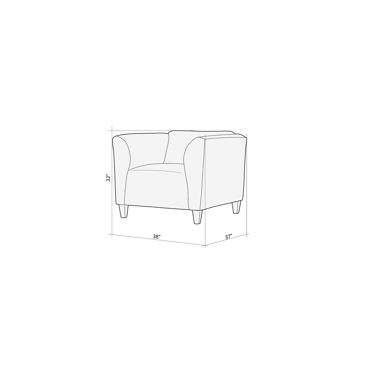 Detail image of Bria Oasis Chair with overlay of product dimensions