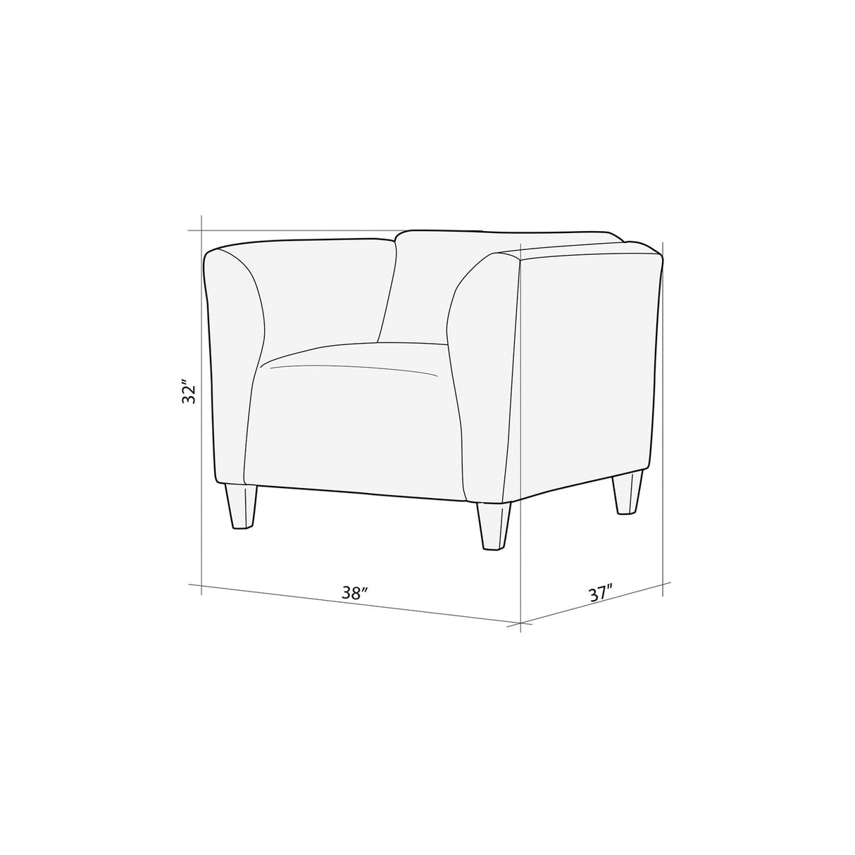 Detail image of Bria Blaze Loveseat with overlay of product dimensions