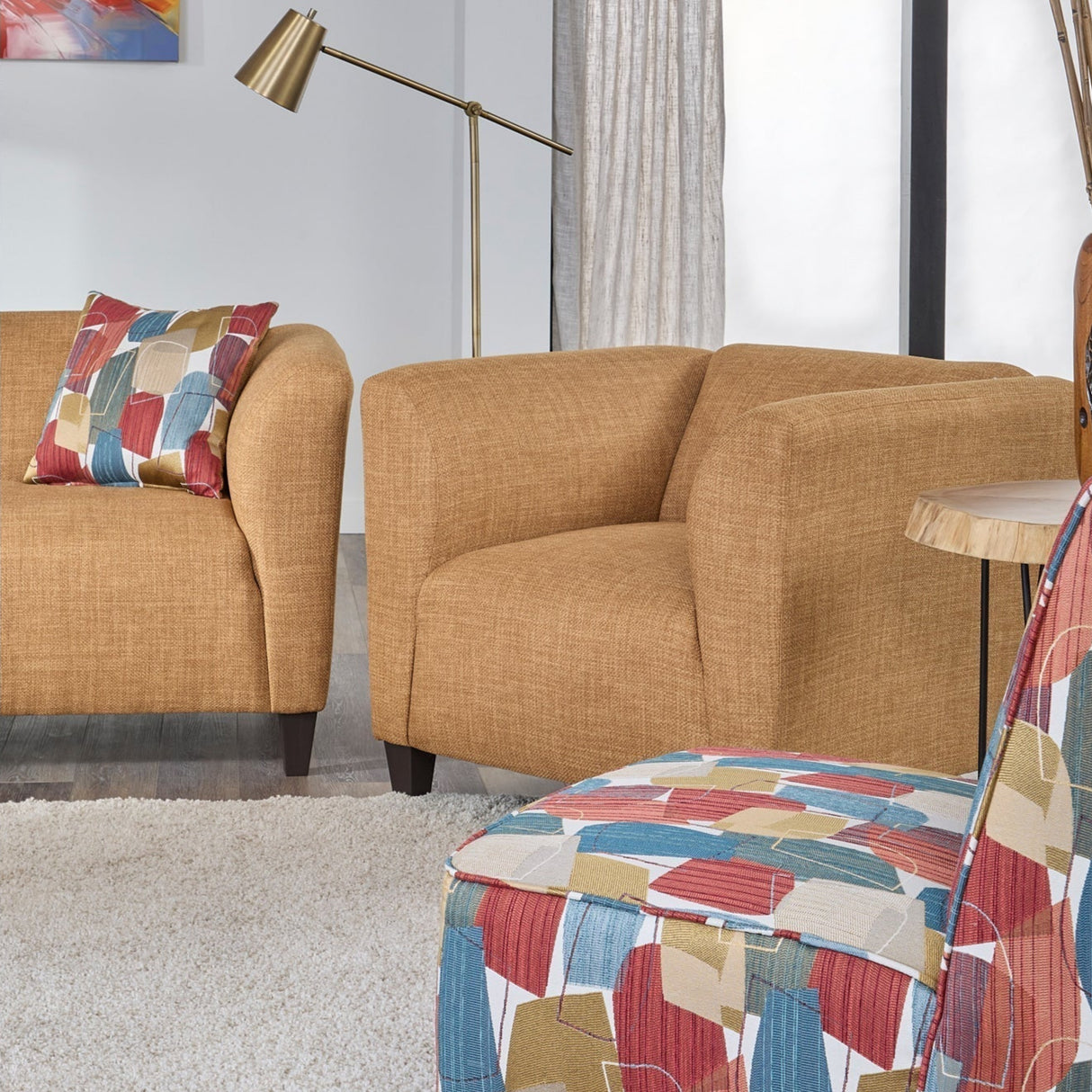 A room setting featuring Bria Marigold Chair