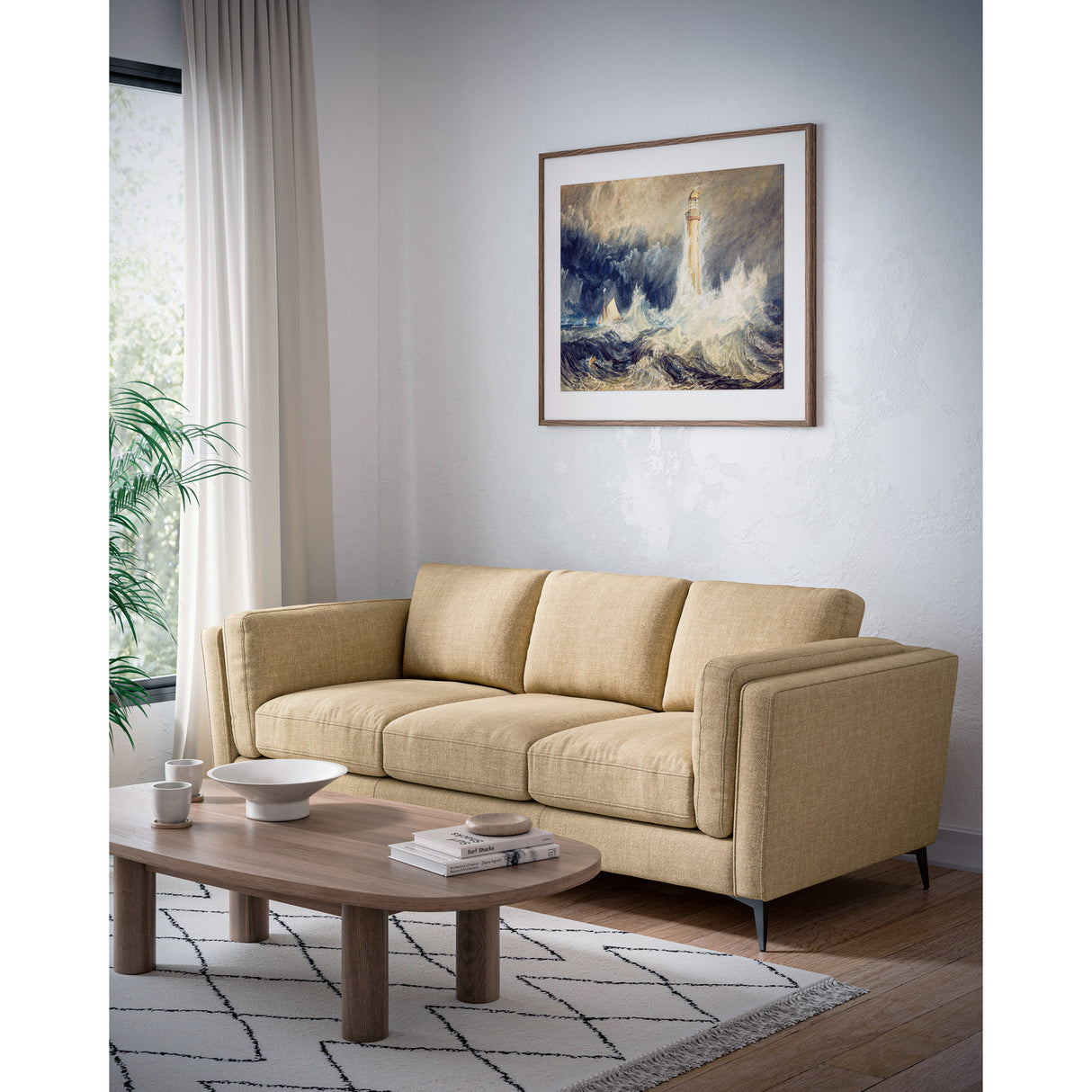 A room setting featuring Maya Wheat Sofa