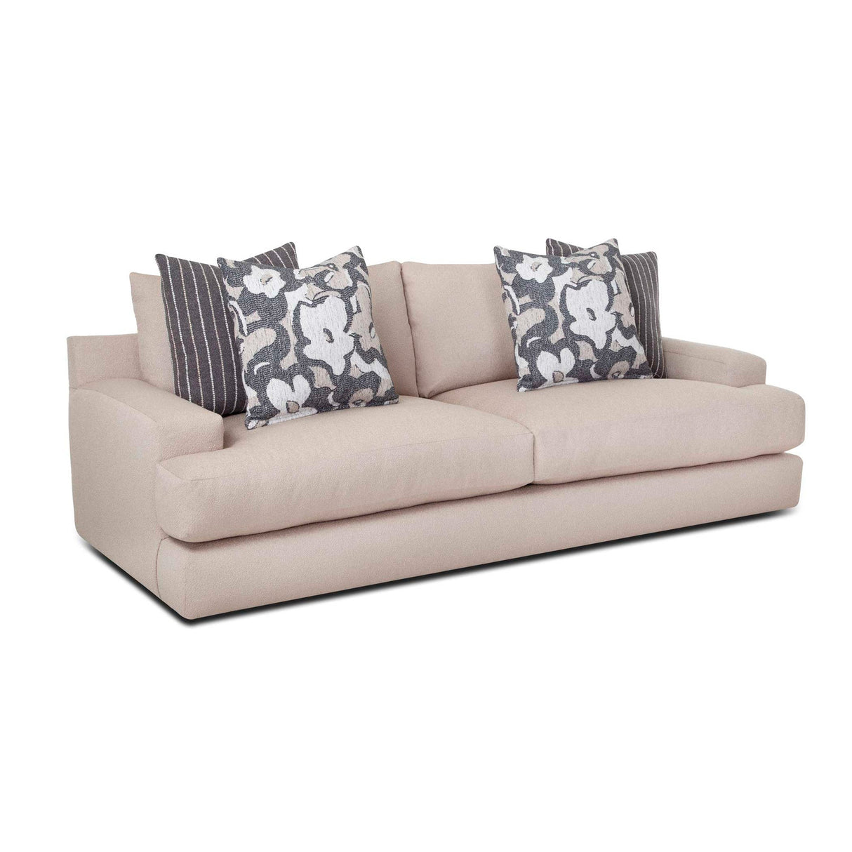 Front right view of Sutton Oatmeal Sofa