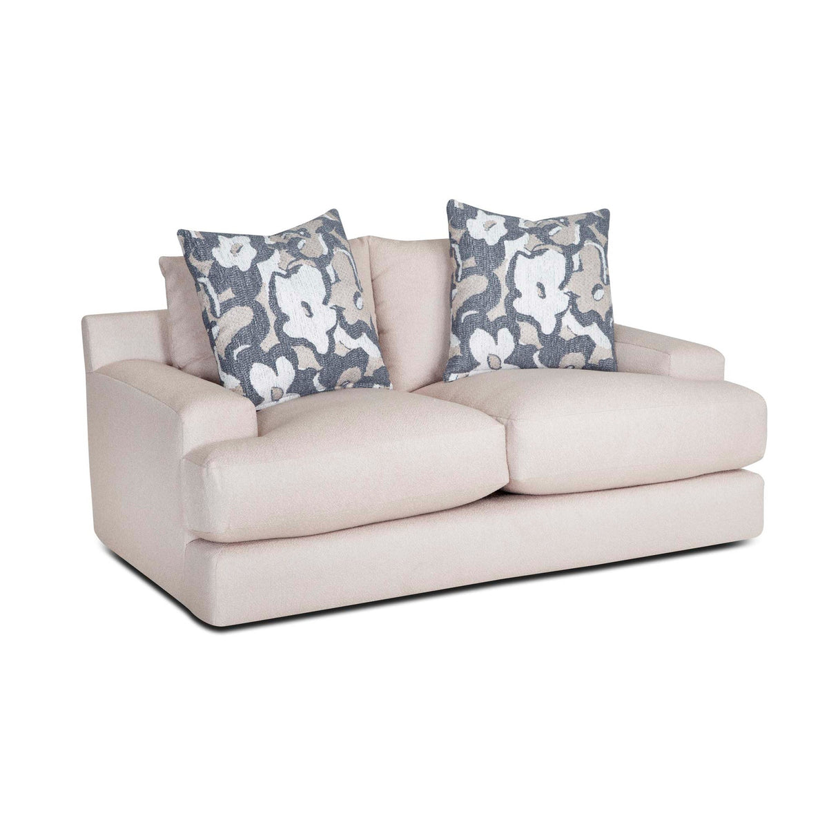 Front right view of Sutton Oatmeal Loveseat