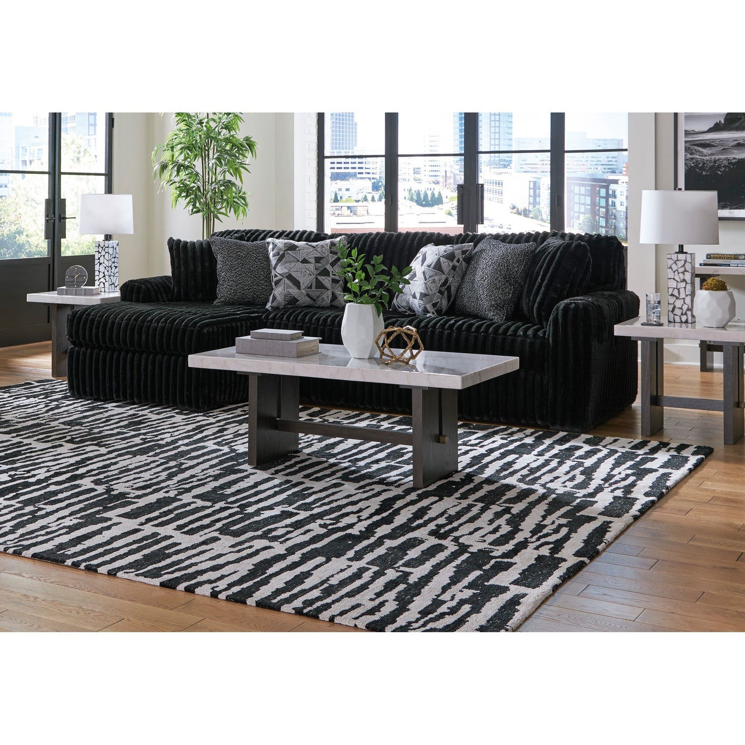 Room setting 2 featuring Midnight Madness Onyx 2 Piece Left Chaise Sectional