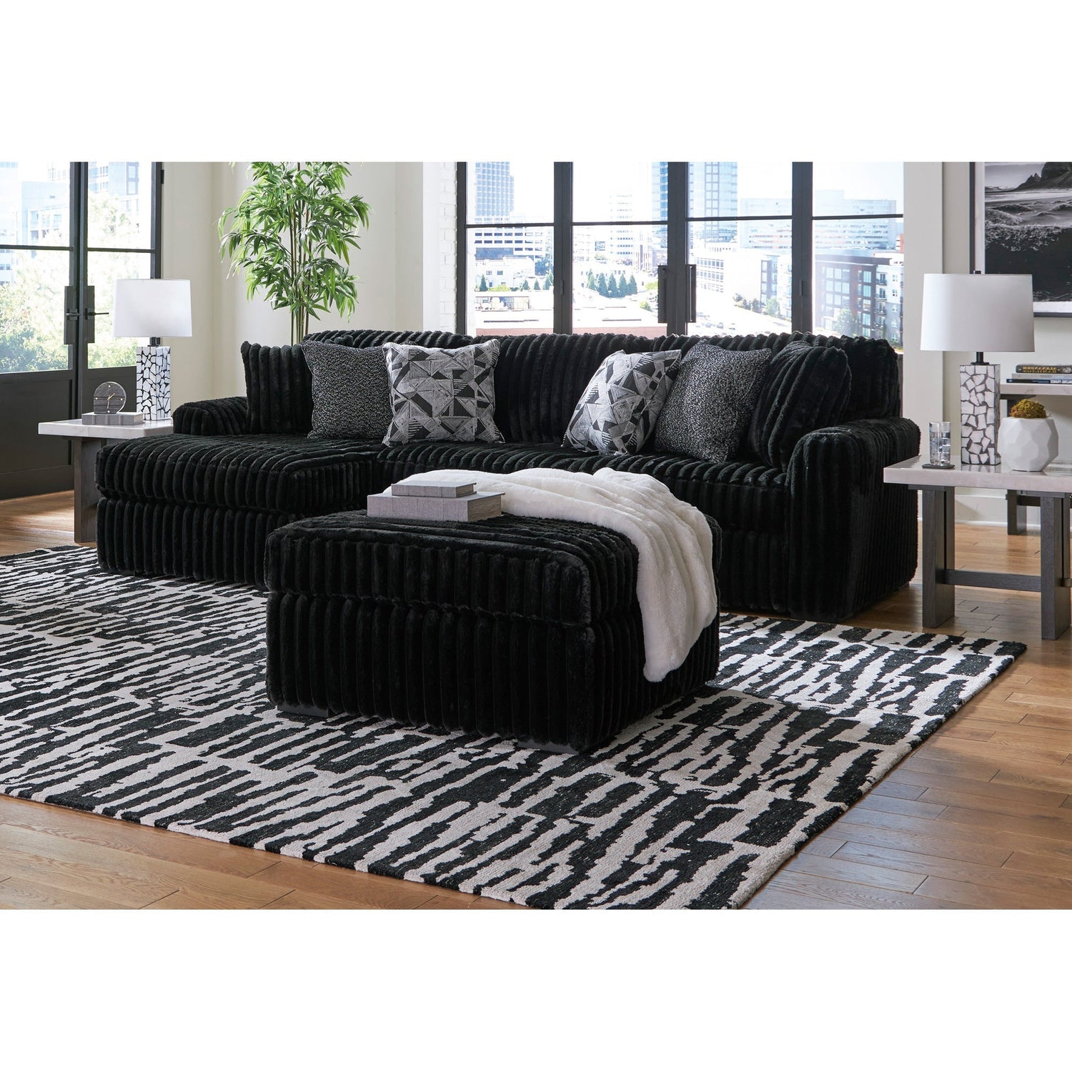 Room setting 3 featuring Midnight Madness Onyx 2 Piece Left Chaise Sectional