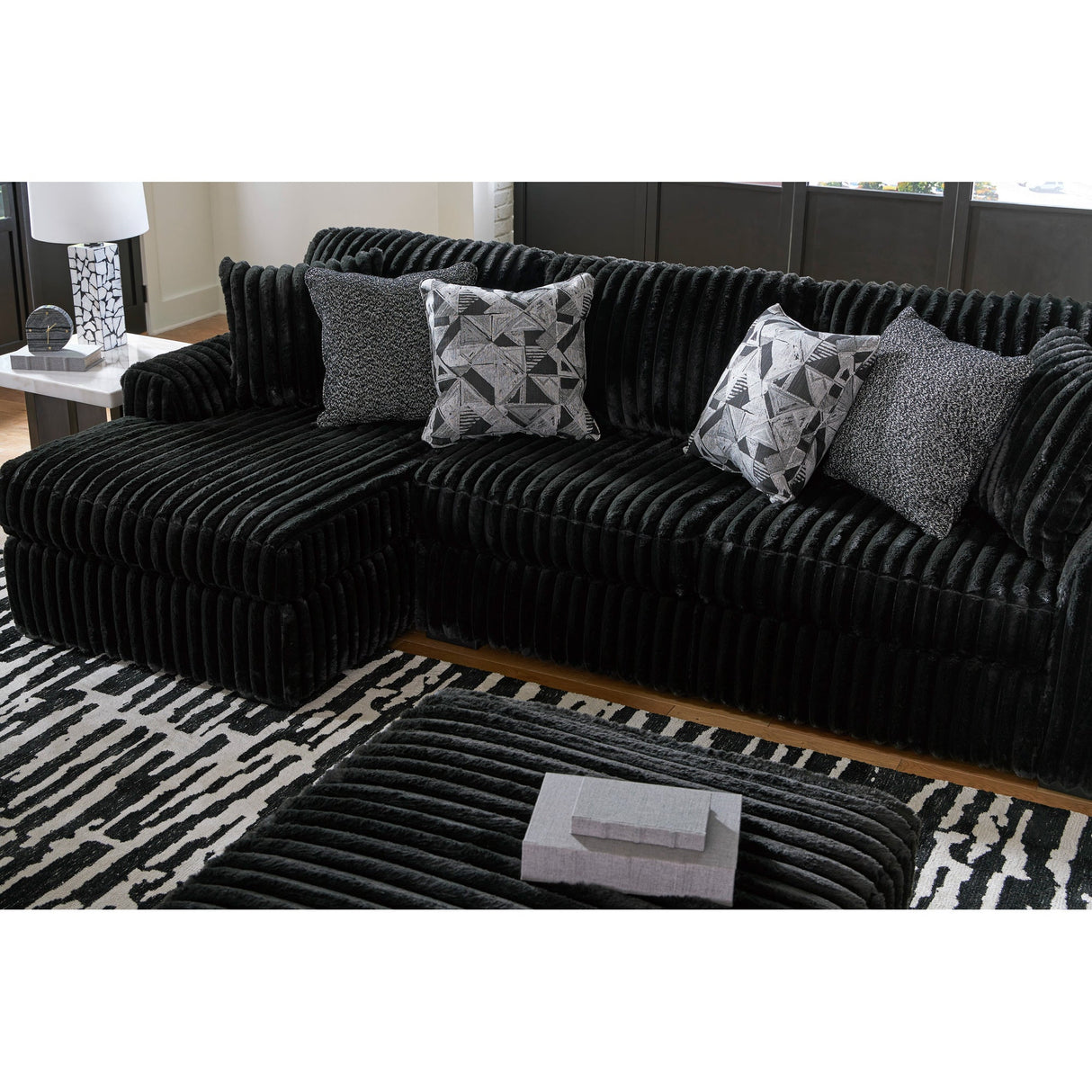 Room setting 4 featuring Midnight Madness Onyx 2 Piece Left Chaise Sectional
