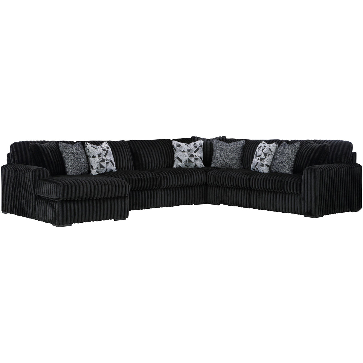 Midnight Madness Onyx 4 Piece Left Chaise Sectional QK1095650