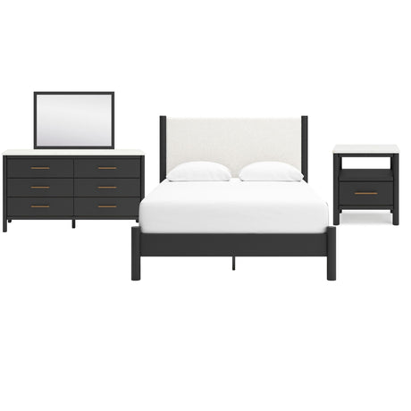 Cadmori Black Queen 4 Piece Upholstered Room Group QK1096174
