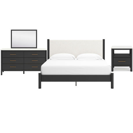 Cadmori Black King 4 Piece Upholstered Room Group QK1096175