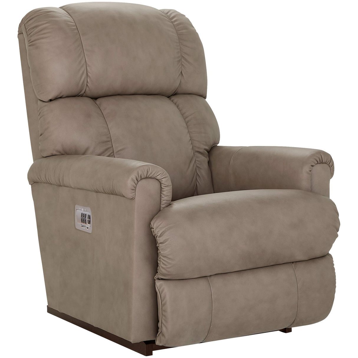 Front right view of Pinnacle Stone Tri-Power Leather Rocker Recliner