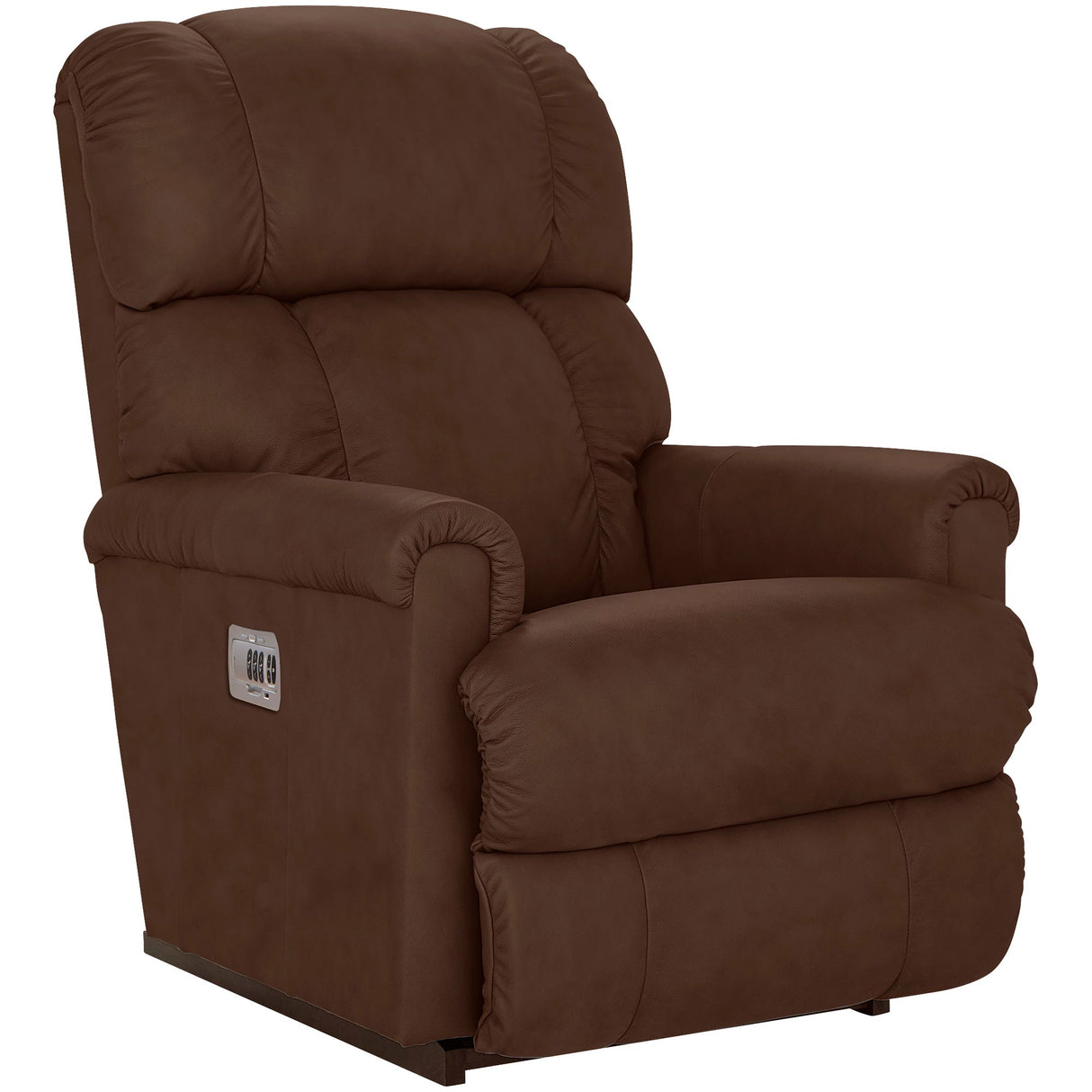 Front right view of Pinnacle Umber Tri-Power Leather Rocker Recliner