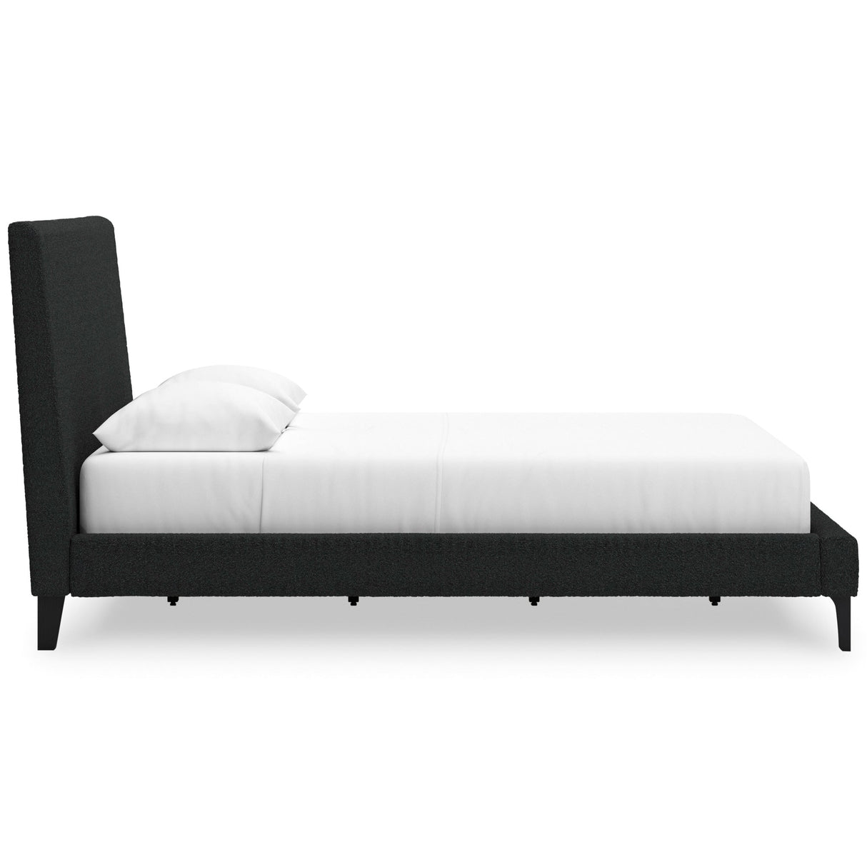 Side view of Cadmori Charcoal Full Upholstered Bed