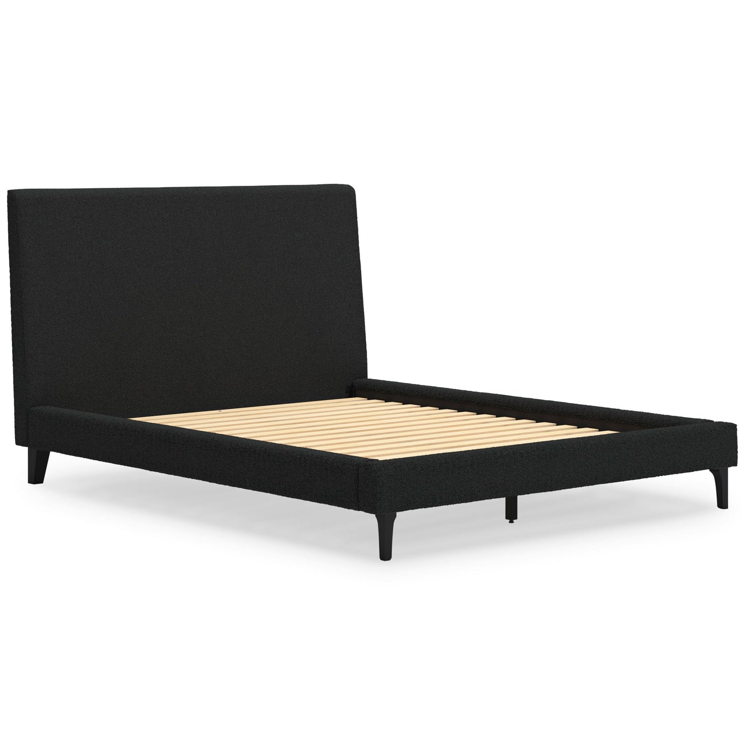 Open view of Cadmori Charcoal King Upholstered Bed