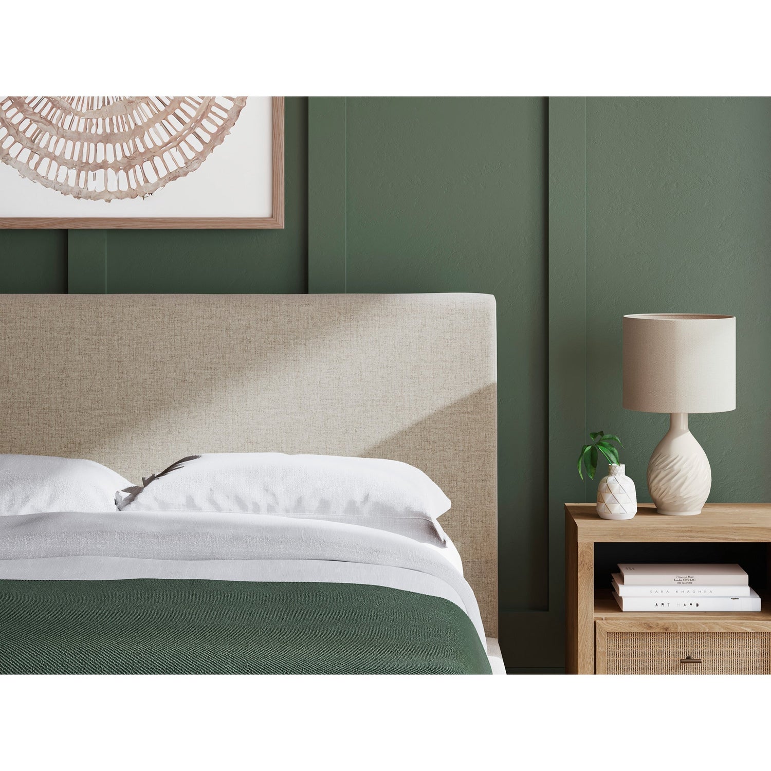 Detail view of Cadmori Gray Queen Upholstered Bed