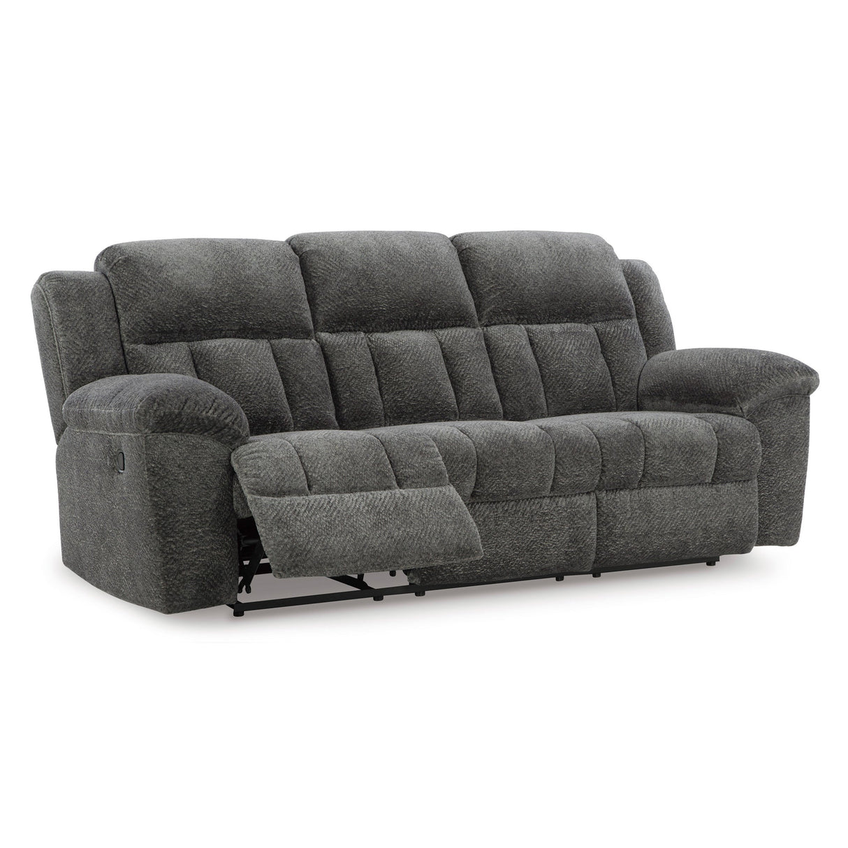 Detail view of Frohn Graphite Reclining Sofa