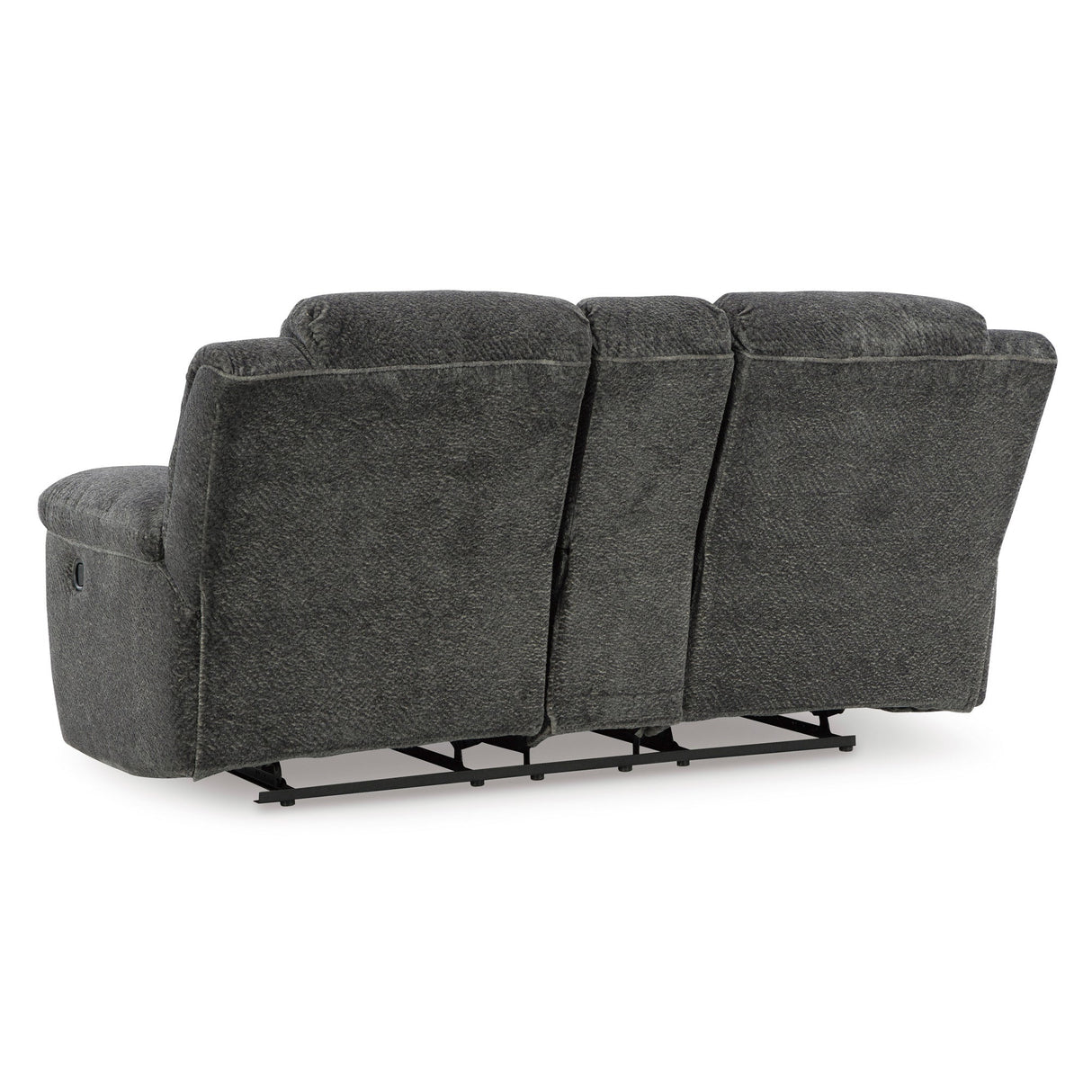 Back view of Frohn Graphite Console Reclining Loveseat