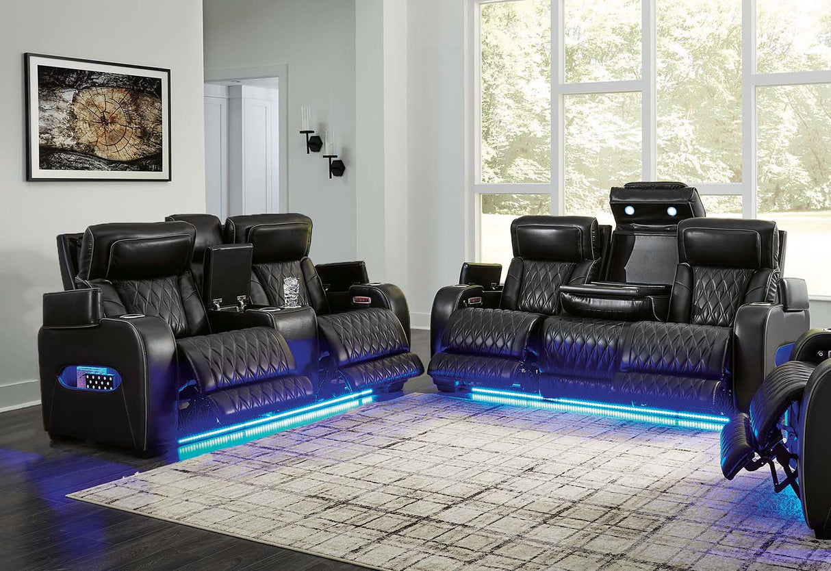 Boyington Black Power Reclining Sofa and Loveseat QK1097746