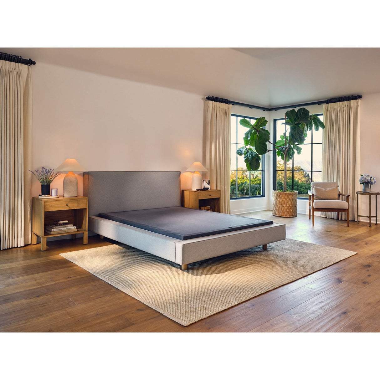 A room setting featuring Purple Low Profile Twin Flat Foundation