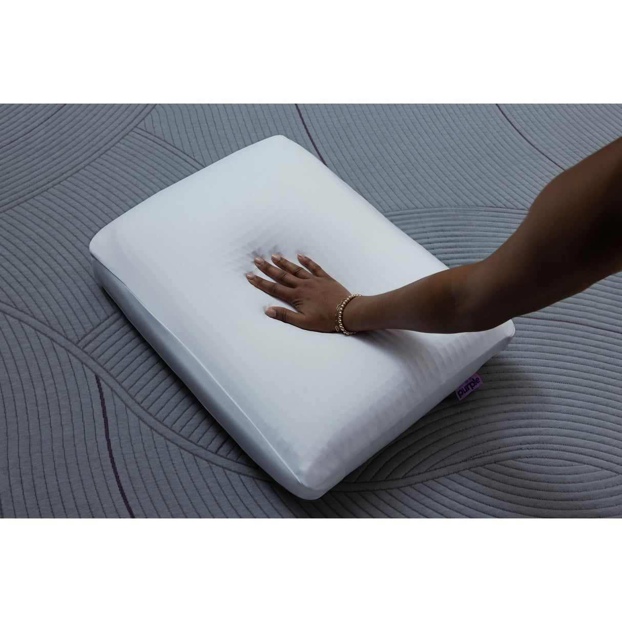 Back view of King White Purple Dream Layer Pillow