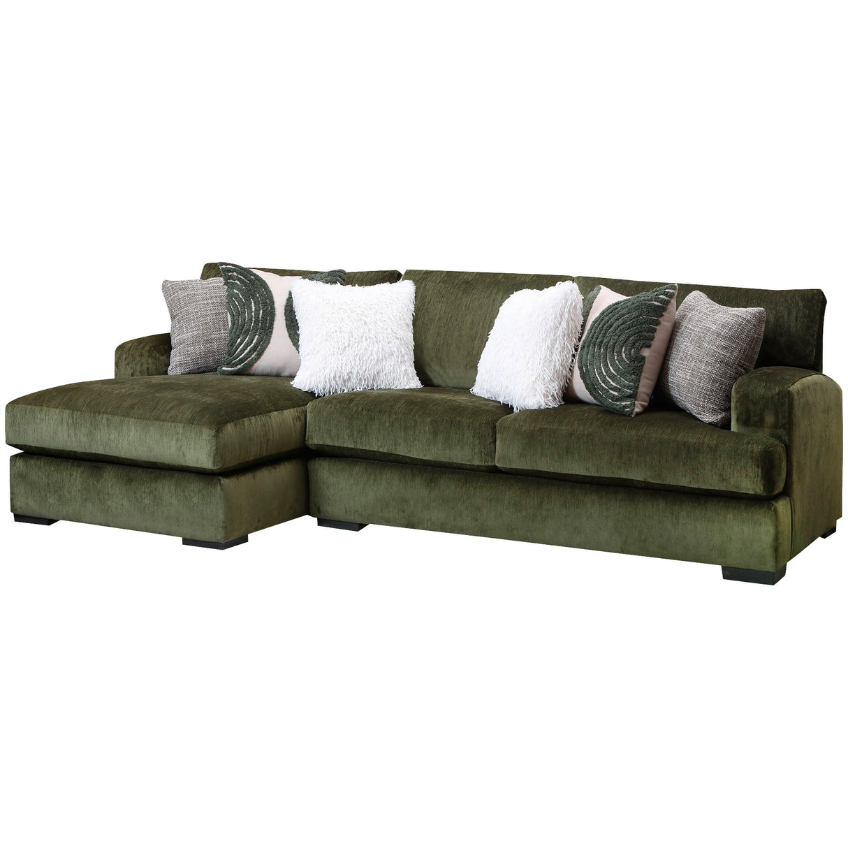 Front right view of Bronte Pine 2 Piece Left Chaise Sectional