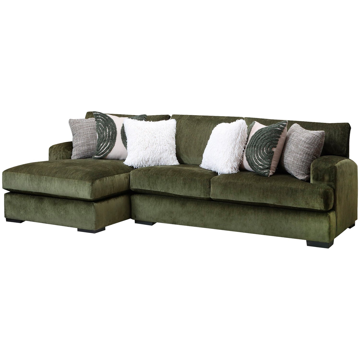 Front right view of Bronte Pine 2 Piece Left Chaise Sectional