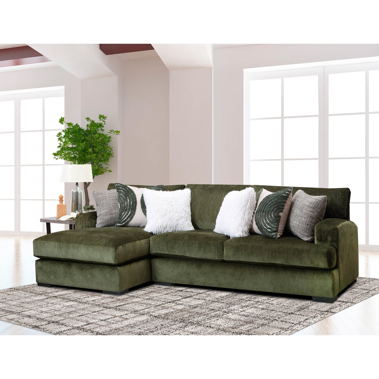 A room setting featuring Bronte Pine 2 Piece Left Chaise Sectional