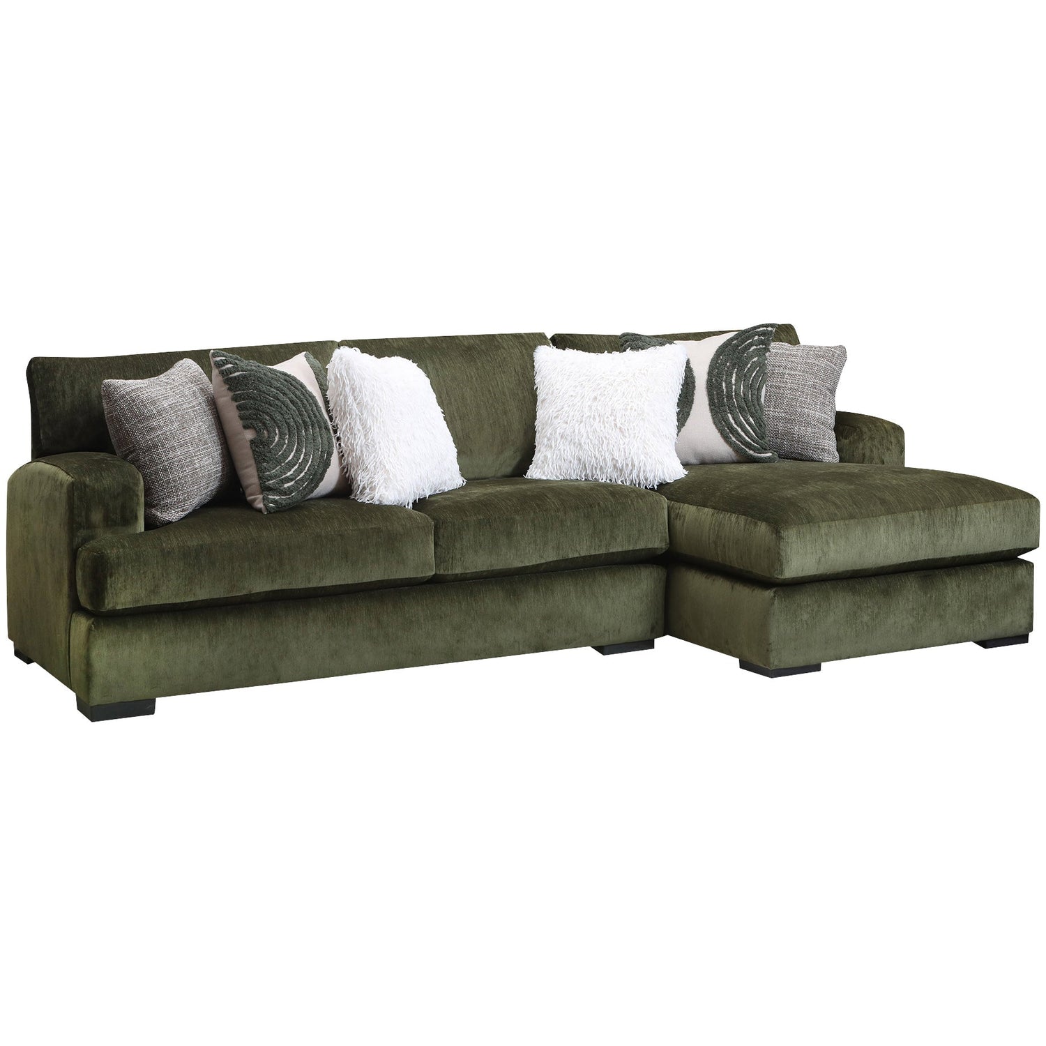 Front right view of Bronte Pine 2 Piece Right Chaise Sectional