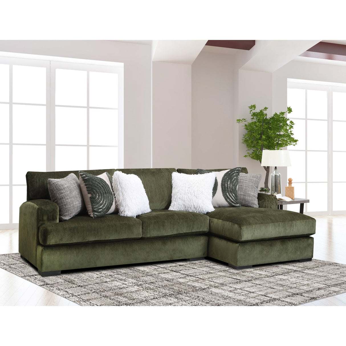 A room setting featuring Bronte Pine 2 Piece Right Chaise Sectional