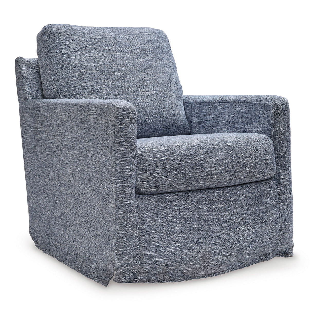 Front right view of Nenana Denim Next-Gen Nuvella Swivel Glider Chair