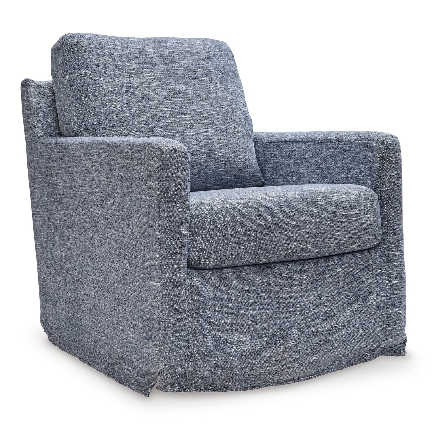 Front right view of Nenana Denim Next-Gen Nuvella Swivel Glider Chair