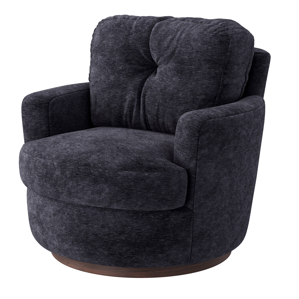 Front right view of Brodi Charcoal Swivel Accent Chair
