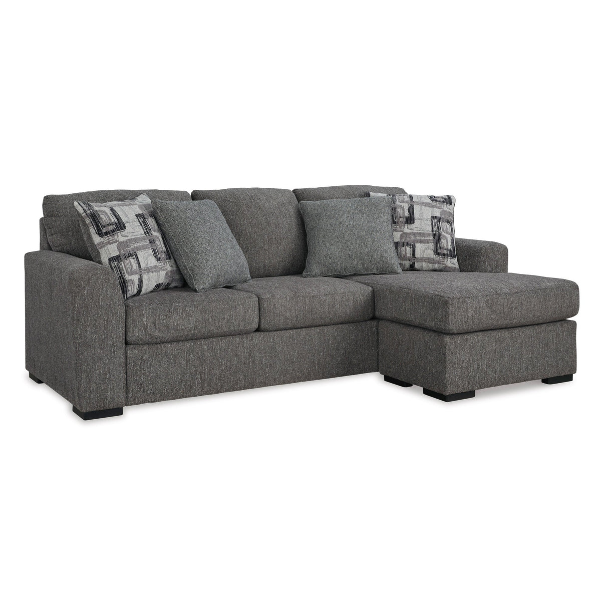 Front right view of Gardiner Pewter Sofa Chaise