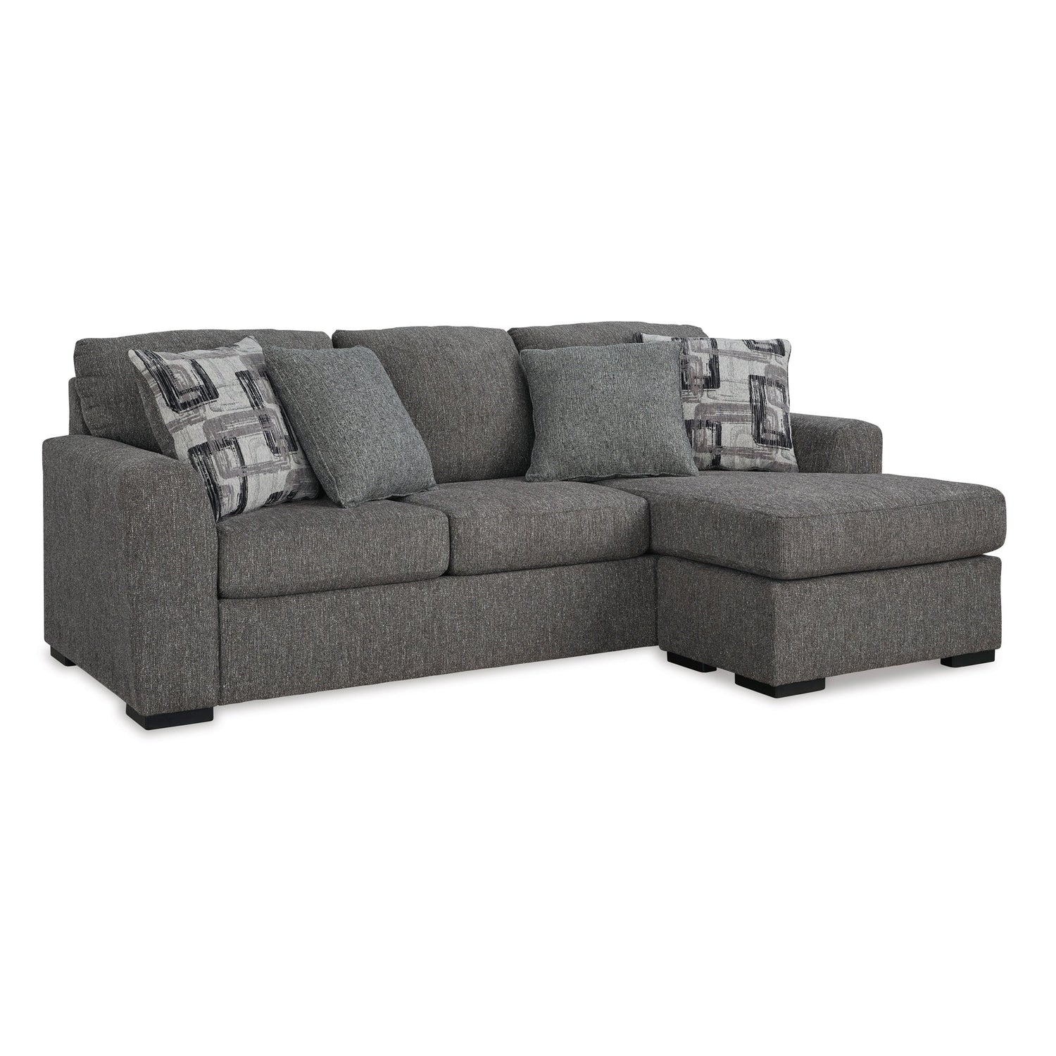 Front right view of Gardiner Pewter Sofa Chaise