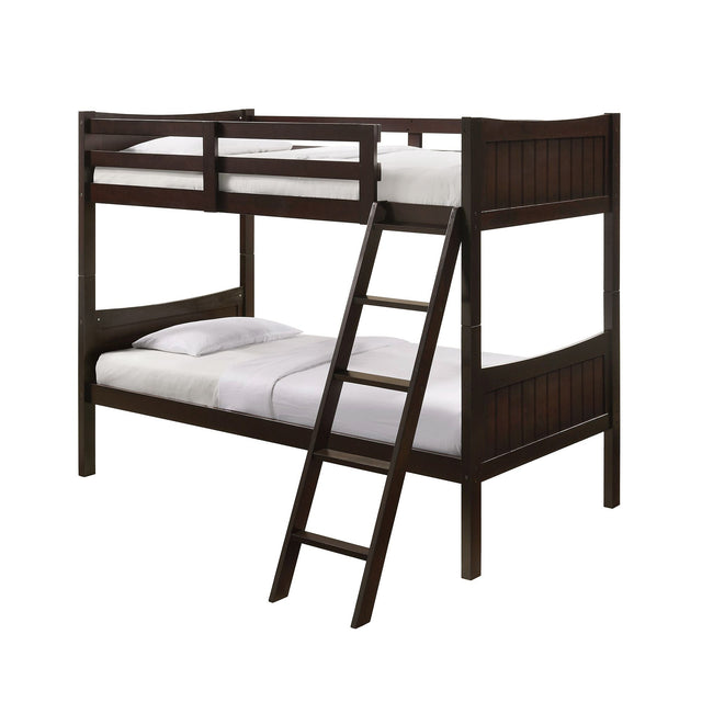 Front right view of Sami Espresso Twin over Twin Bunk Bed